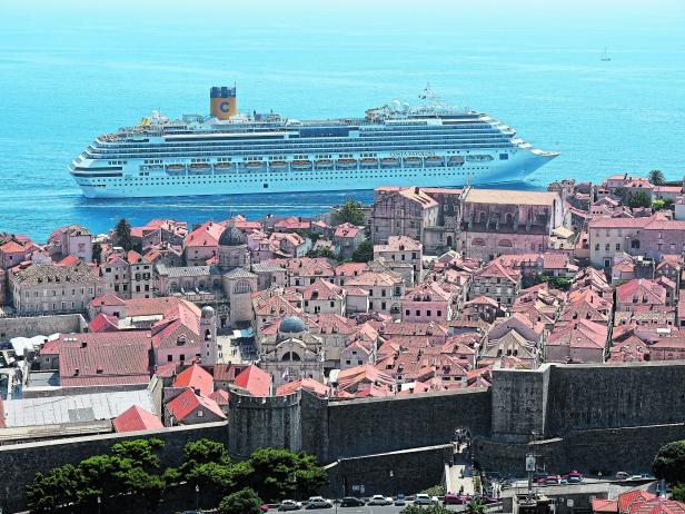 The Costa Favolosa cruise ship in Dubrovnik