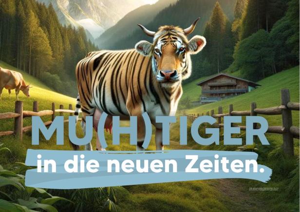 Junge ÖVP startet mit Tiger-Kuh-Mischling ihre Sommertour