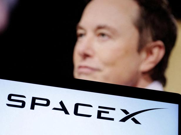 FILE PHOTO: Illustration shows SpaceX logo and Elon Musk photo