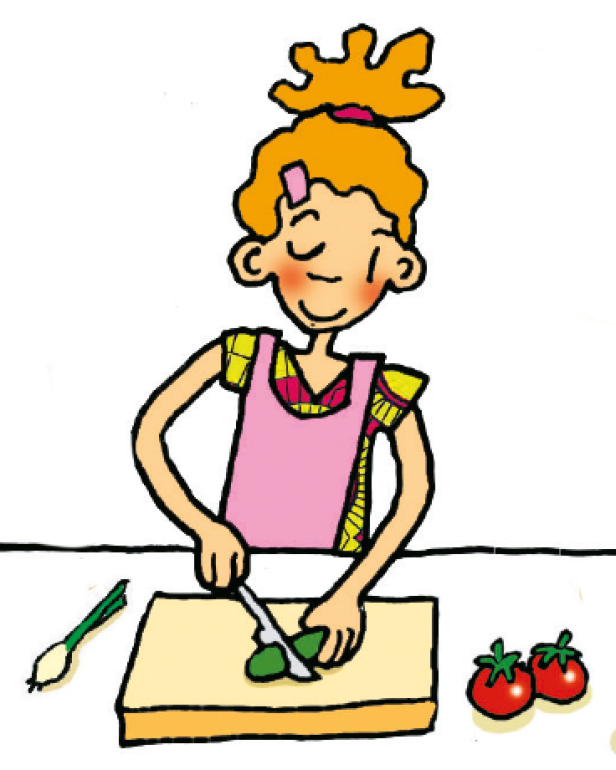 Lilli kocht Bulgursalat.