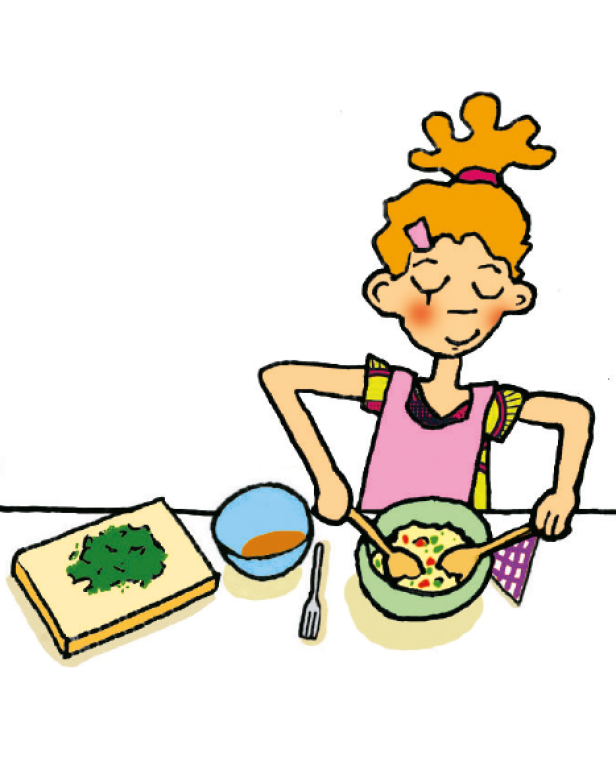 Lilli kocht Bulgursalat.