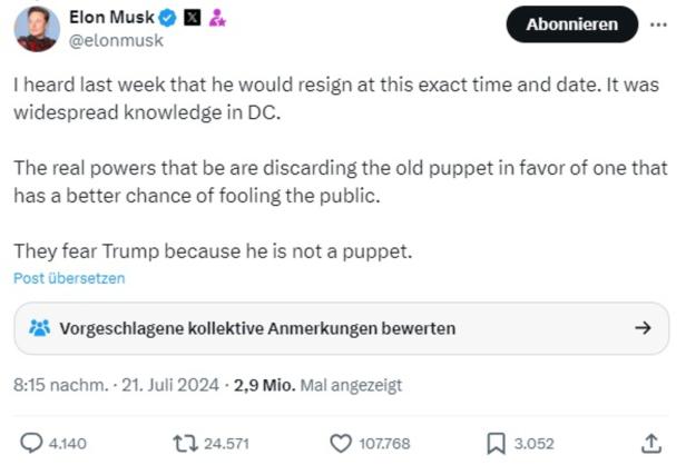 Elon Musks Pro-Trump-Propaganda: Vielleicht kann man eine Wahl doch kaufen