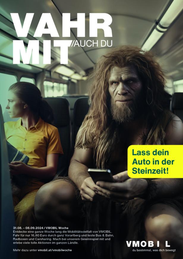 Autofahrer als Neandertaler: Kampagne soll zum Öffi-Fahren animieren