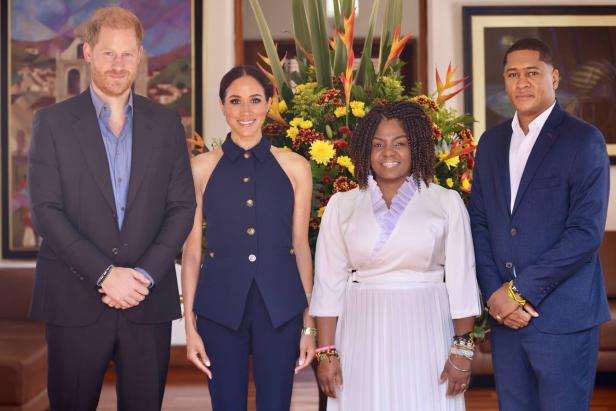 Meghan und Harry mit Francia Márquez