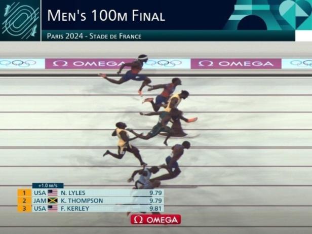 Das Finale der Männer über 100 Meter bei den Olympischen Spielen 2024 in Paris.