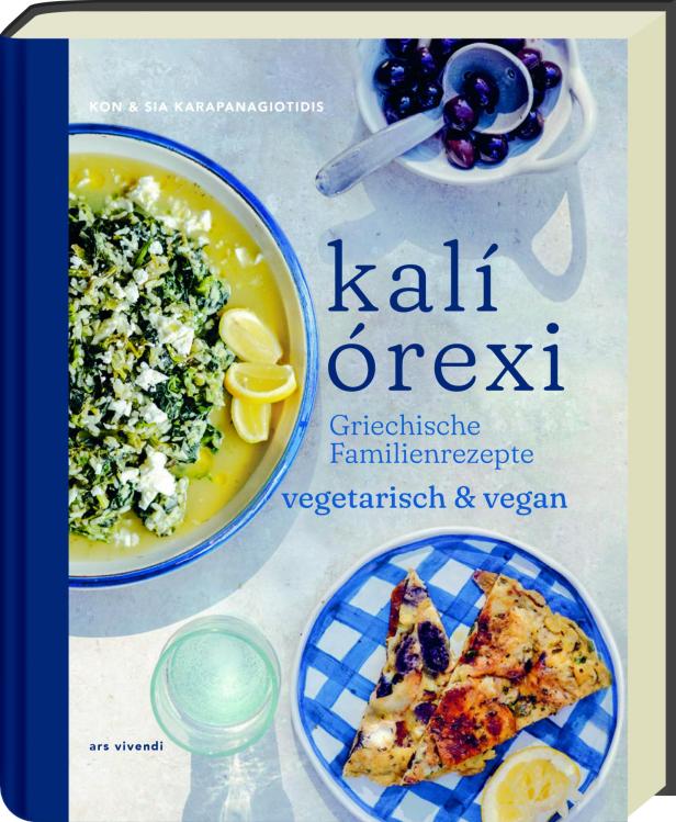 Das Cover des Kochbuchs „Kali órexi“ mit griechischen Familienrezepten, vegetarisch und vegan.