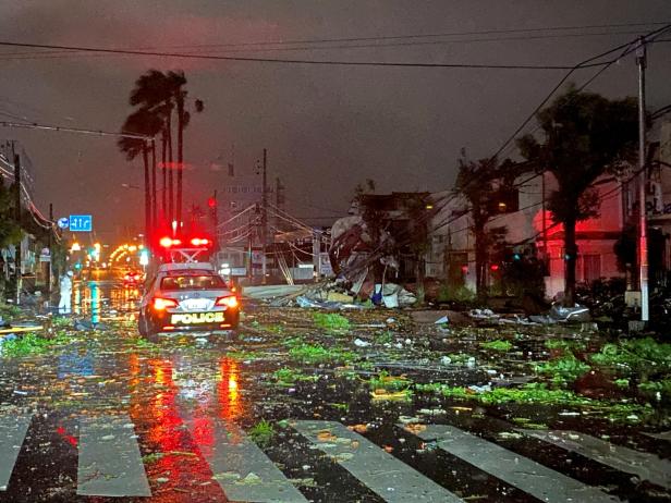 Destruction amid Typhoon Shanshan in Miyazaki