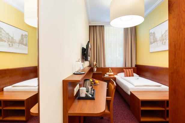 Ein Standard-Einzelzimmer im Austria Classic Hotel Wien.