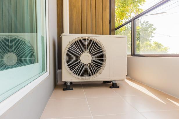 Air condition outdoor unit compressor install outside the house