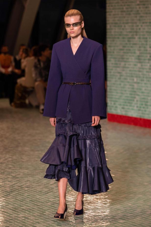 Ein Tory Burch Modell während der New York Fashion Week.