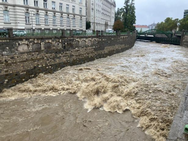 "Land unter" in Wien: Wienfluss rauscht "unentschärft" durch die Stadt