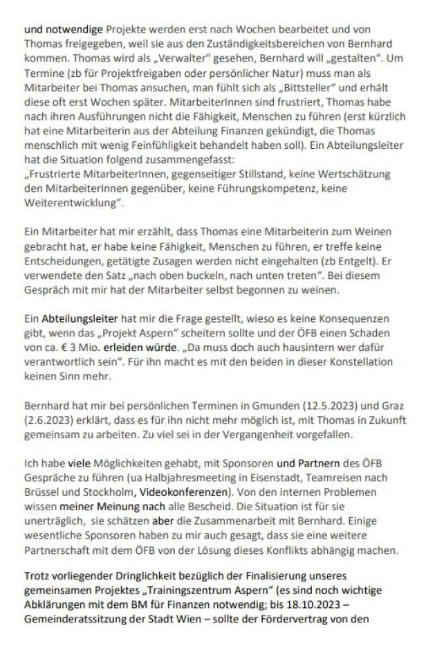 Der ganze Brief: Wie der ÖFB-Präsident über den Generalsekretär schimpft