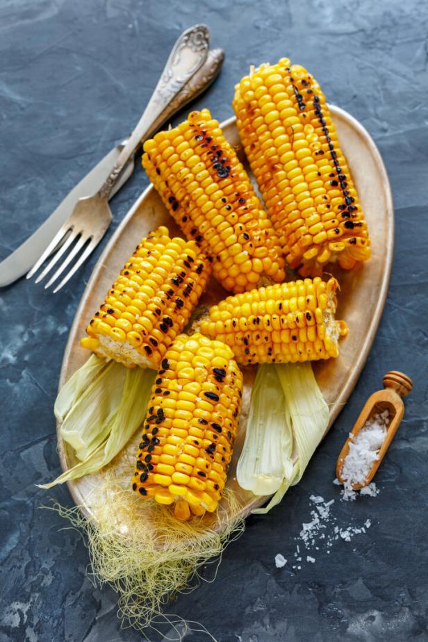Cobs sweet corn grilled with sea salt. Cobs sweet corn grilled with sea salt.
