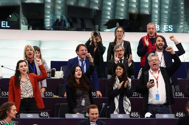 Hungary's Orban addresses European Parliament, in Strasbourg