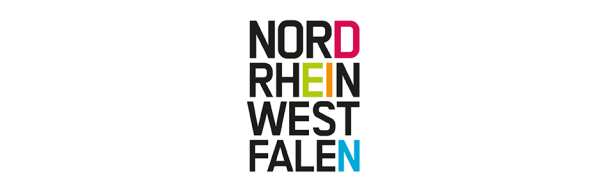 Das Logo von Nordrhein-Westfalen in verschiedenen Farben.
