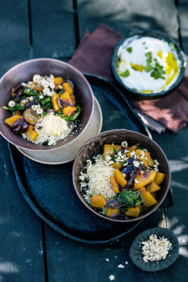 Kürbis-Zwetschgen-Tajine.