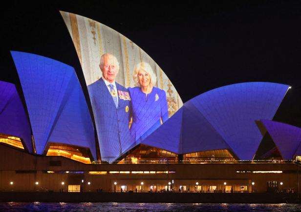 FILE PHOTO: Images projected onto Sydney Opera House to mark visit of Britain's King Charles and Queen Camilla to Australia, in Sydney