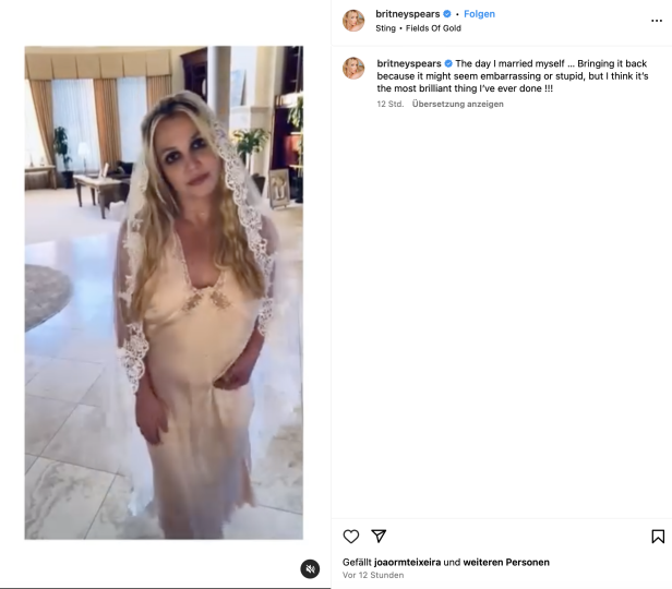 Weißes Kleid und Schleier: Britney Spears hat sich selbst geheiratet