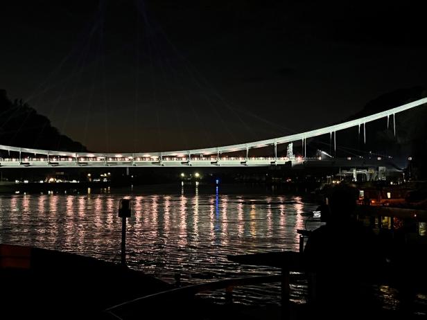 Offizielle Eröffnung der Donaubrücke in Linz von Protesten begleitet