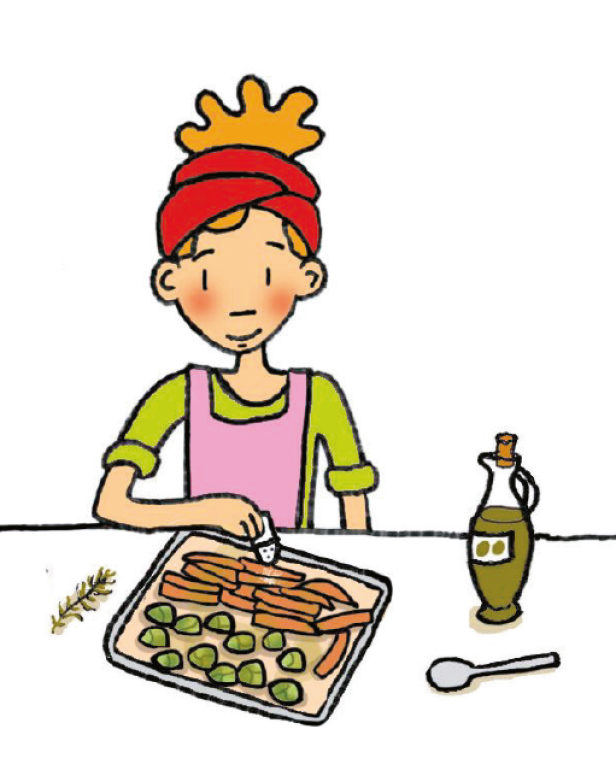 Lilli kocht Ofengemüse.