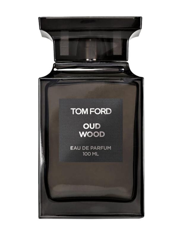 Eine Flasche „Oud Wood“ Eau de Parfum von Tom Ford.