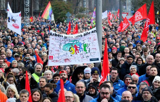 Workers of Europe's largest carmaker Volkswagen AG protest in Wolfsburg