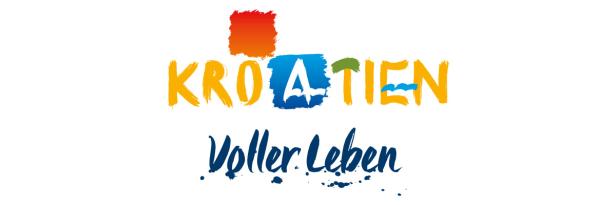 Das farbenfrohe Logo von Kroatien mit dem Slogan „Voller Leben“.