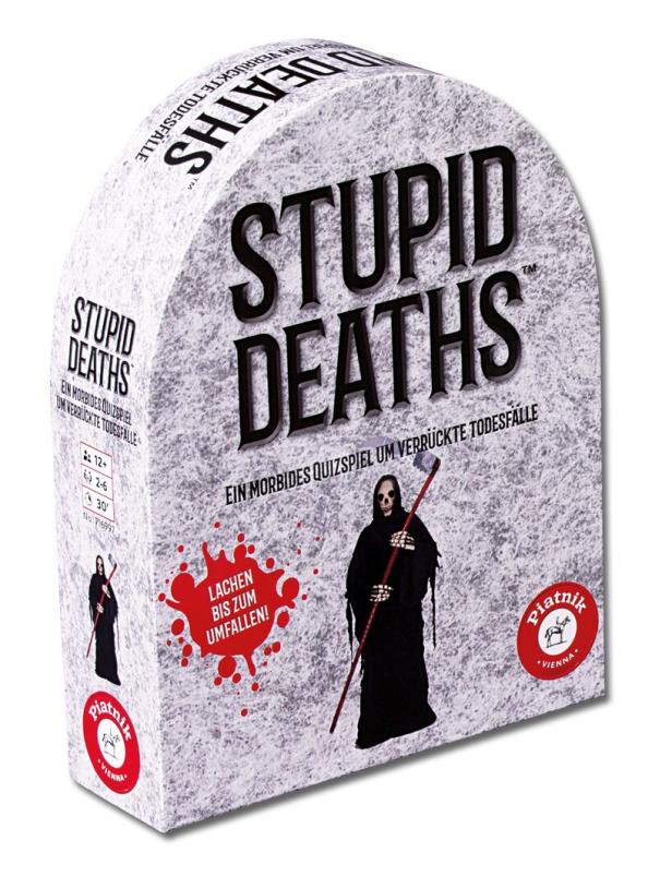 Die Verpackung des Spiels „Stupid Deaths“ mit dem Sensenmann.