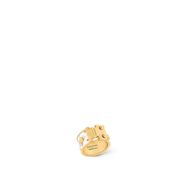 Ein goldener Louis Vuitton x Murakami Ring mit dem LV Signature S Lock Multico Blanc Design.