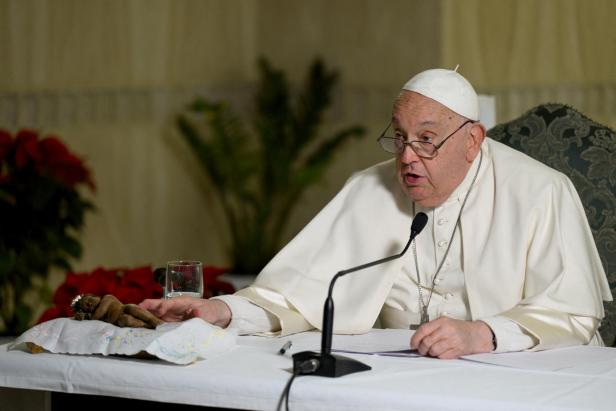 Pope Francis leads Angelus prayer from Santa Marta residence chapel, at the Vatican