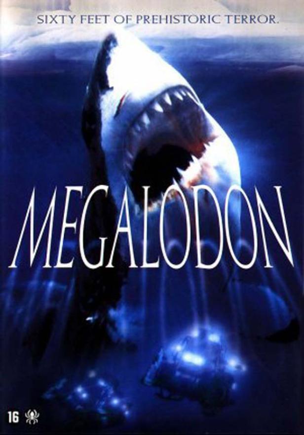 Das Filmplakat für „Megalodon“ zeigt einen riesigen Hai unter Wasser.