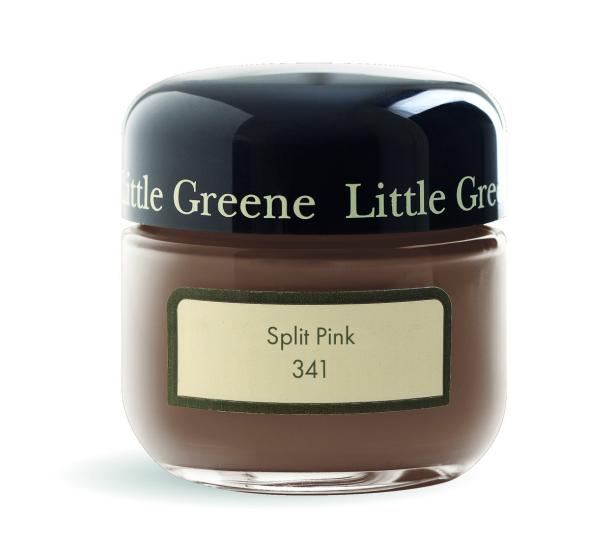 Ein Farbtiegel der Marke Little Greene in der Farbe „Split Pink 341“.