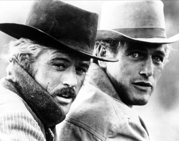 Robert Redford und Paul Newman in einer Schwarzweißaufnahme.