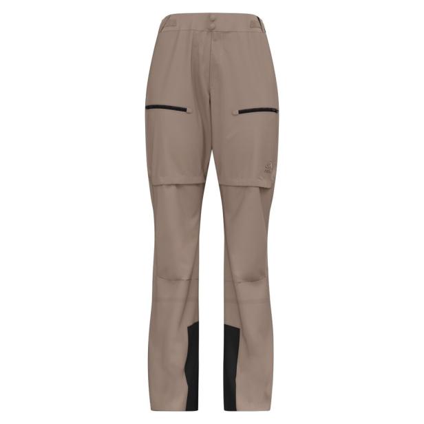 Eine beige, lange Outdoor-Hose mit schwarzen Details.