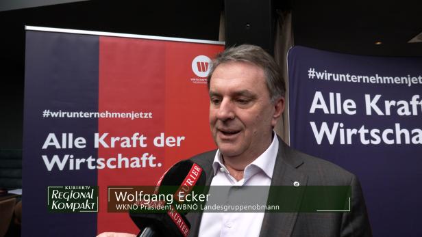 Wolfgang Ecker, WKNÖ Präsident, WBNÖ Landesgruppenobmann Ein weißer Mann im Anzug wird interviewt.