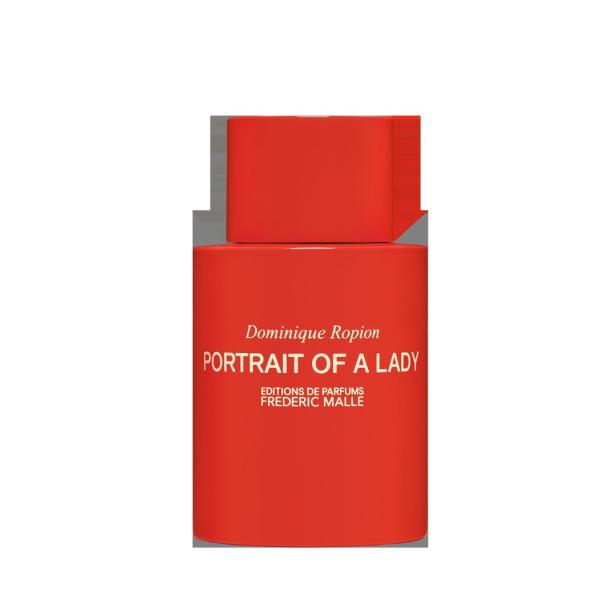 Ein roter Flakon des Parfüms „Portrait of a Lady“ von Editions de Parfums Frédéric Malle.
