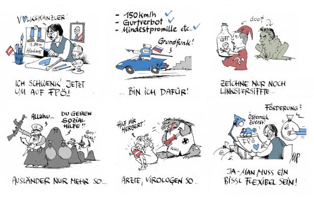 Endlich: Volkskarikaturist Pammesberger! Heavy Metall-gewerkschafter