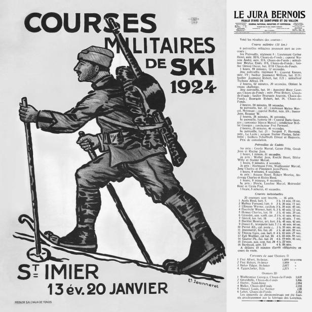 Ein Plakat von 1924 für militärische Skirennen in St. Imier.