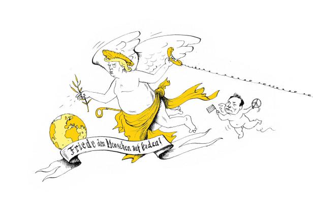 Friedensengel Donald. Lasset uns beten. Heavy Metall-gewerkschafter