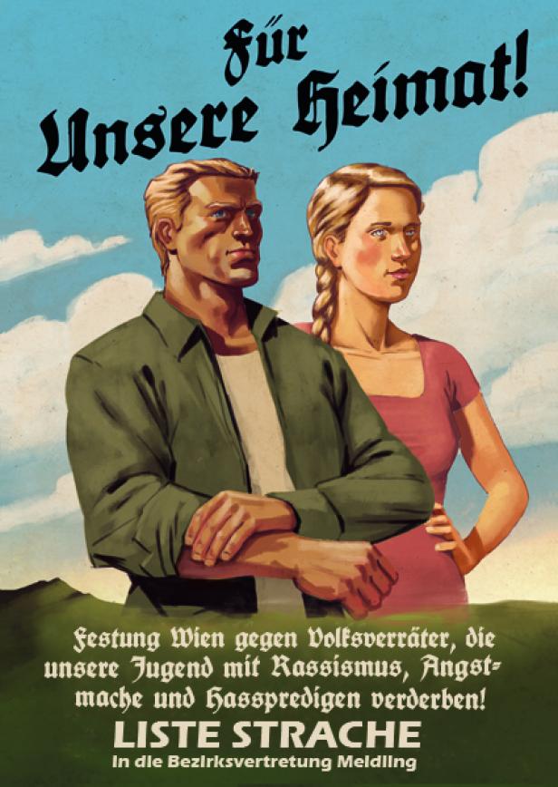 stahlglatt & blumeenweich Liste Strache Plakat Meidling stahlglatt & blumeenweich