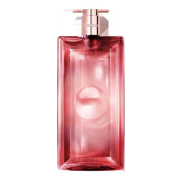 Ein Flakon des Parfüms „Lancôme Idôle“ mit rosafarbenem Inhalt.