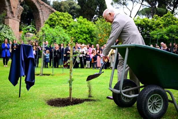 König Charles pflanzte einen Baum... König Charles verpackte Thema Sterblichkeit in einen Scherz
