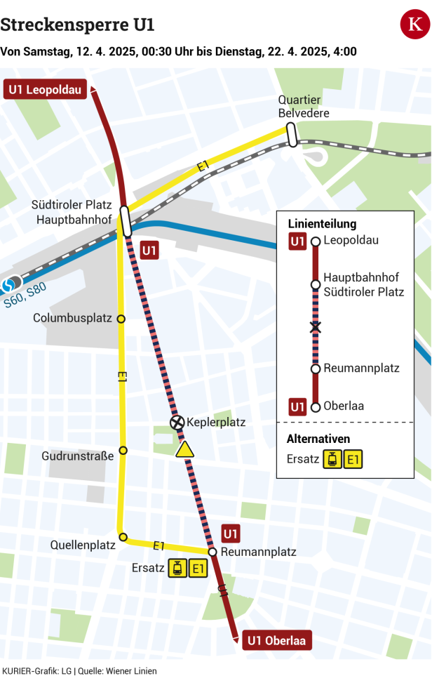 Änderung bei der U1: Worauf sich Öffi-Nutzer einstellen müssen