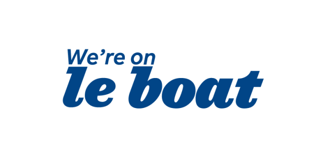 Das blaue „le boat“-Logo auf einem weißen Hintergrund.