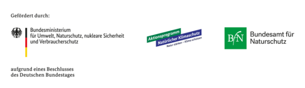 Logos des Bundesministeriums für Umwelt, des Aktionsprogramms Natürlicher Klimaschutz und des Bundesamts für Naturschutz.