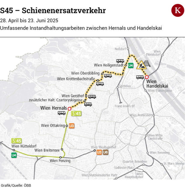 Öffi-Baustelle in Wien: S45 acht Wochen lang unterbrochen