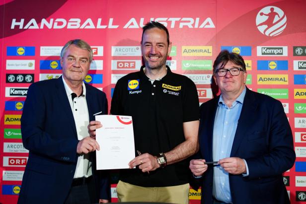 HANDBALL PK/PRÄSENTATION NEUER ÖHB-TEAMCHEF MÄNNER: PLAZER/ROMERO/DICKER HANDBALL PK/PRÄSENTATION NEUER ÖHB-TEAMCHEF MÄNNER: PLAZER/ROMERO/DICKER
