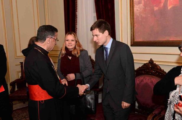 Tobias Lang, Treffen mit dem Maronitischen Patriarchen Bischara Raï in seiner Residenz in Bkerki, Libanon Tobias Lang, Treffen mit dem Maronitischen Patriarchen Bischara Raï in seiner Residenz in Bkerki, Libanon