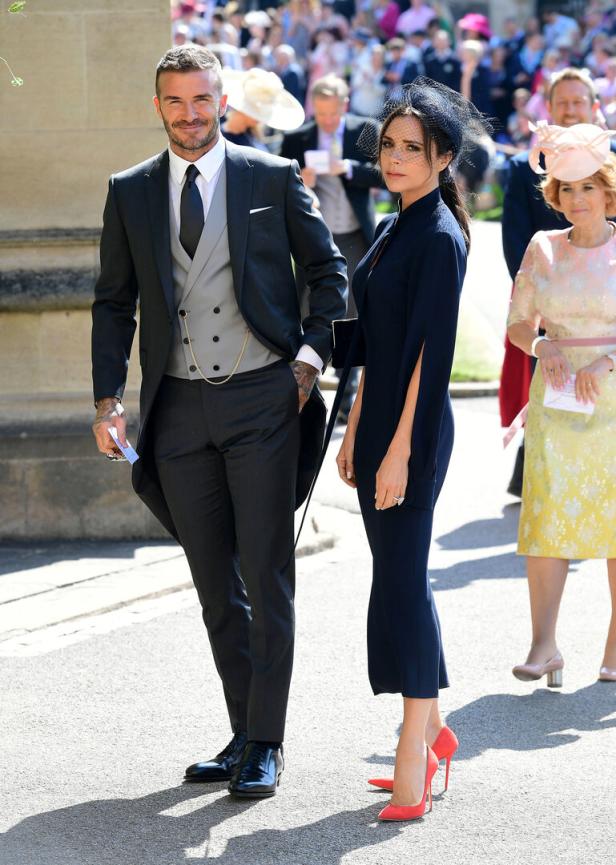 David und Victoria Beckham bei der königlichen Hochzeit im Jahr 2018.