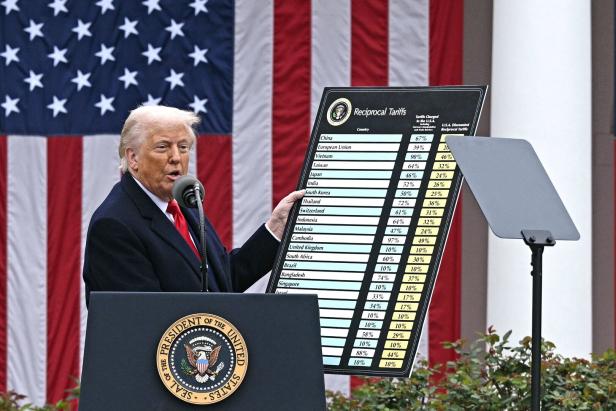 US-Präsident Donald Trump präsentiert Zölle US-POLITICS-TARIFF-TRADE-DIPLOMACY